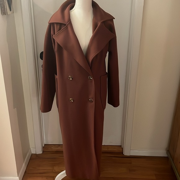 Lassiva Oversized Long Full Length Coat Burnt Orange Brick Red Rust Brown Copper - Picture 8 of 14